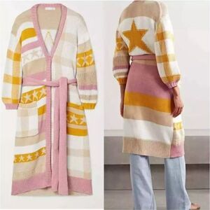 LoveShackFancy Grayson Duster Desert Sunset Colorblock Knit Cardigan XS/S